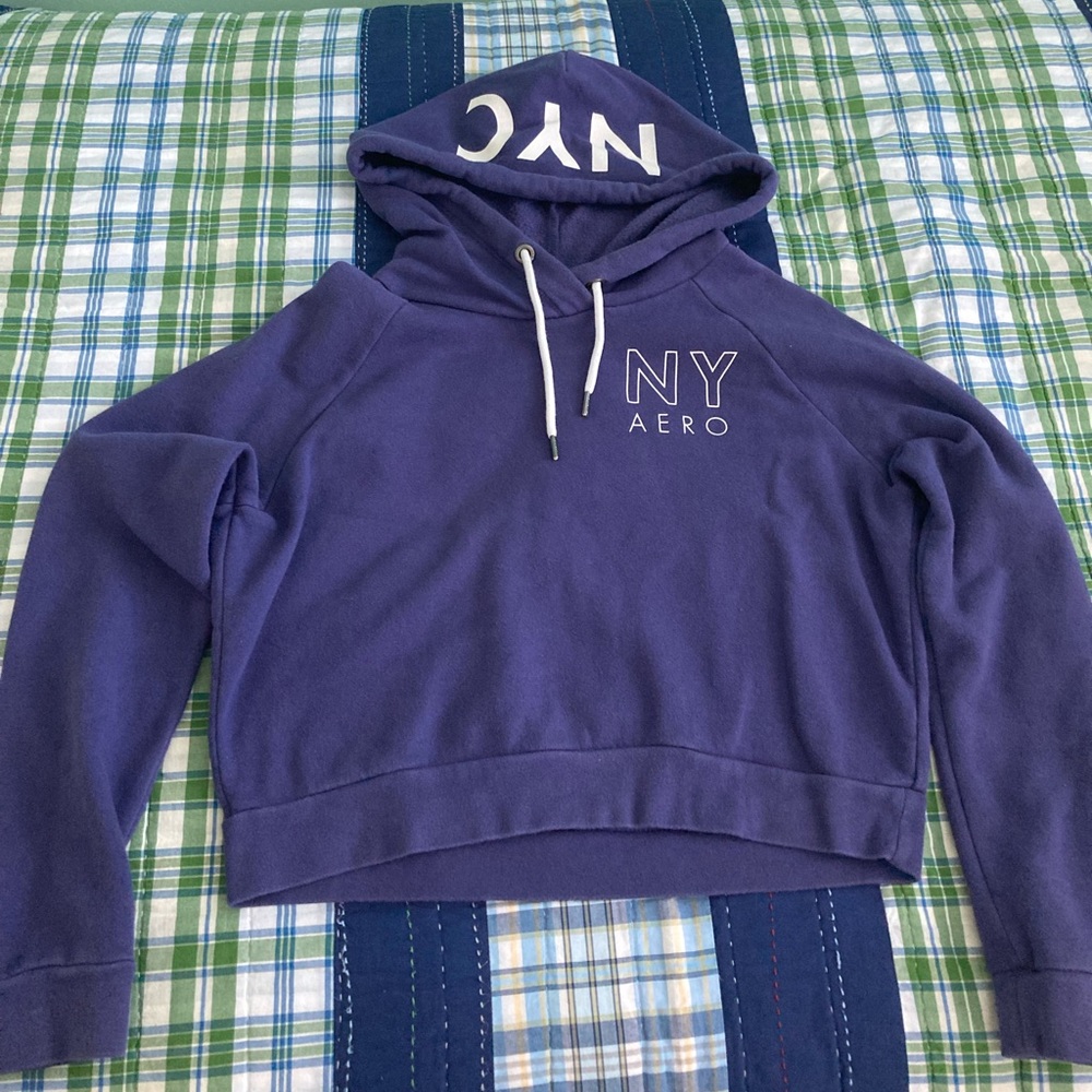 Aeropostale Cropped Purple Sweatshirt Draw chord logo detail